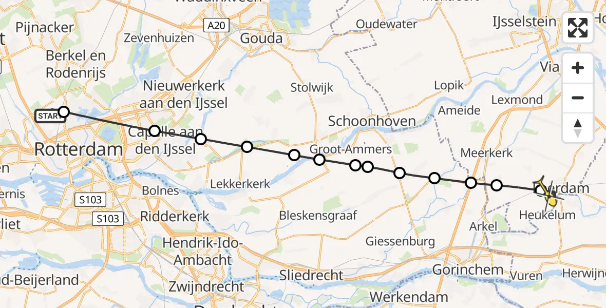 Routekaart van de vlucht: Lifeliner 2 naar Leerdam