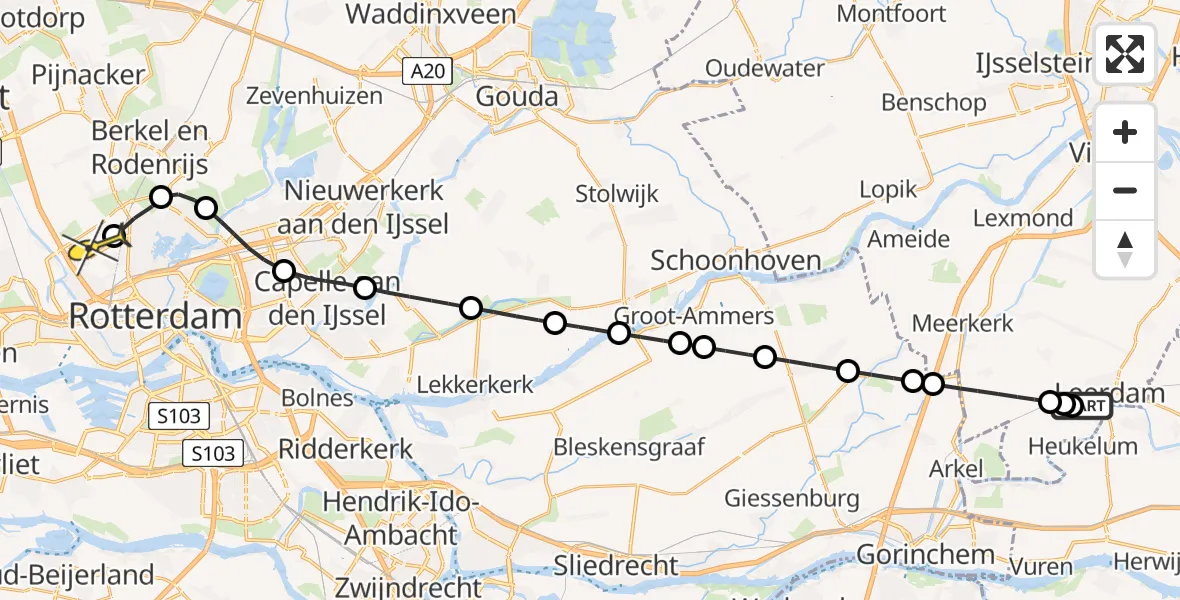 Routekaart van de vlucht: Lifeliner 2 naar Rotterdam The Hague Airport