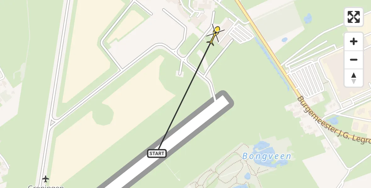 Routekaart van de vlucht: Lifeliner 4 naar Groningen Airport Eelde