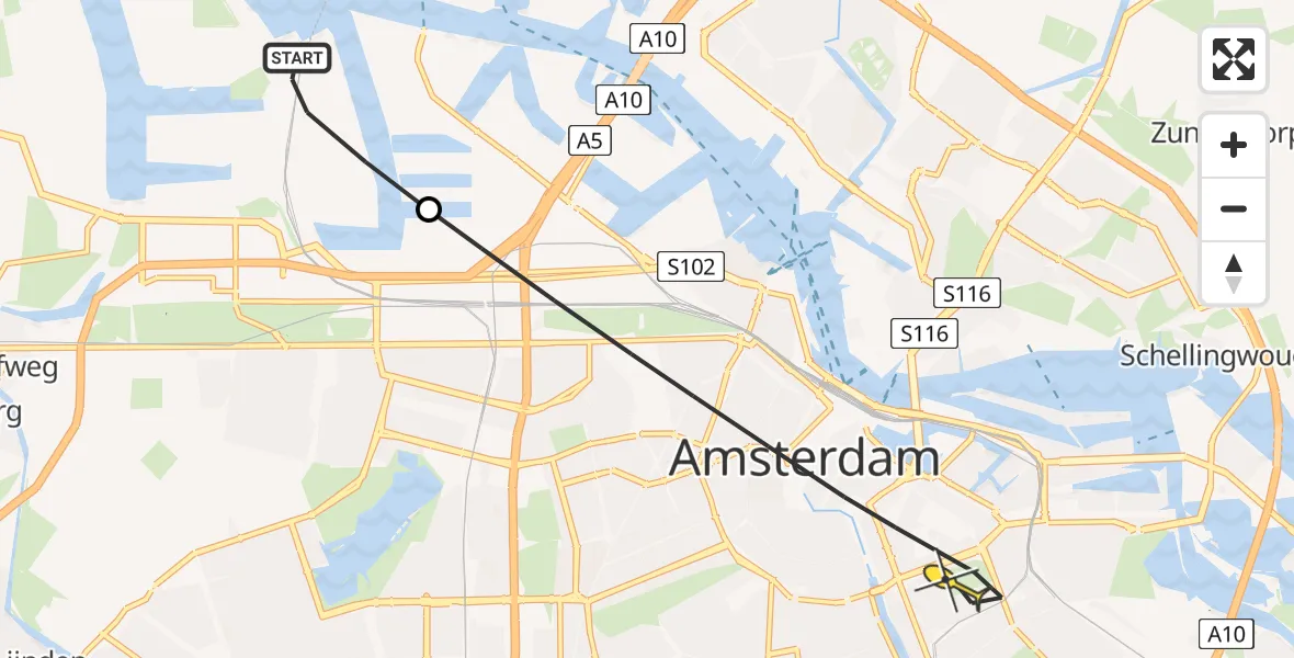 Routekaart van de vlucht: Lifeliner 1 naar Amsterdam