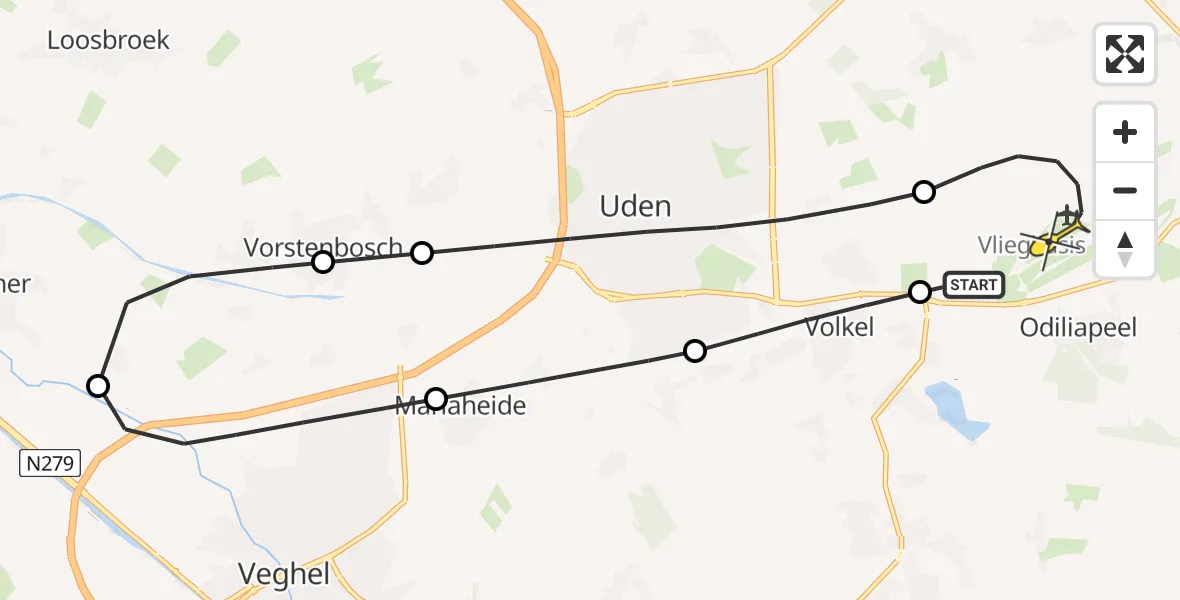 Routekaart van de vlucht: Lifeliner 3 naar Vliegbasis Volkel