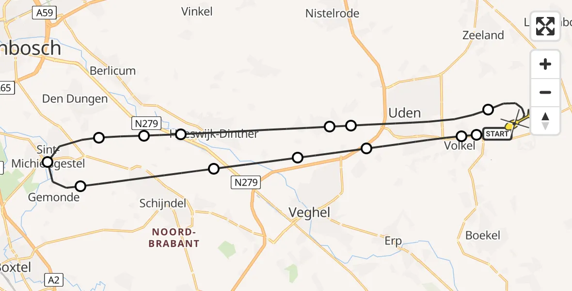 Routekaart van de vlucht: Lifeliner 3 naar Vliegbasis Volkel