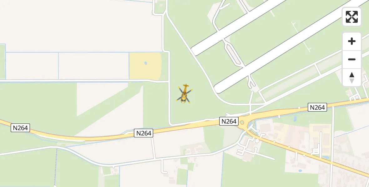Vluchtroute Traumahelikopter van Vliegbasis Volkel naar Vliegbasis Volkel