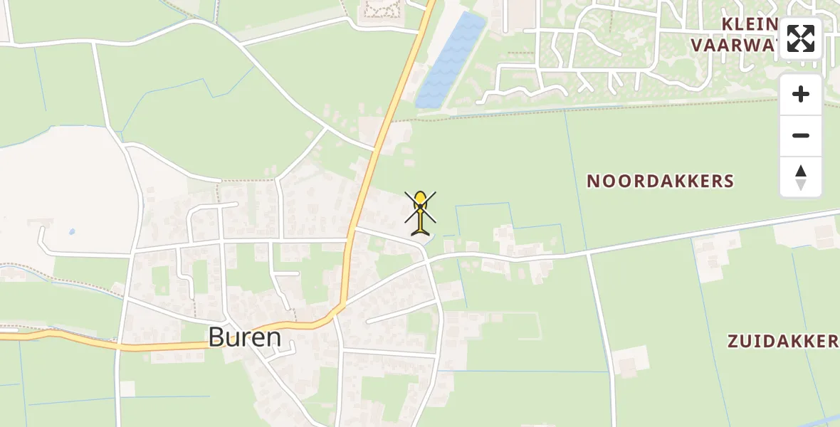Routekaart van de vlucht: Ambulancehelikopter naar Buren
