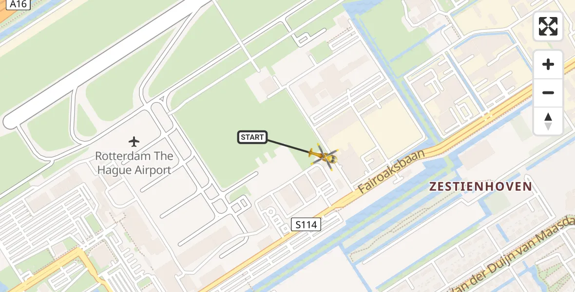 Vluchtroute Traumahelikopter Rotterdam The Hague Airport - Rotterdam The Hague Airport, 03 december 2023, 08:13