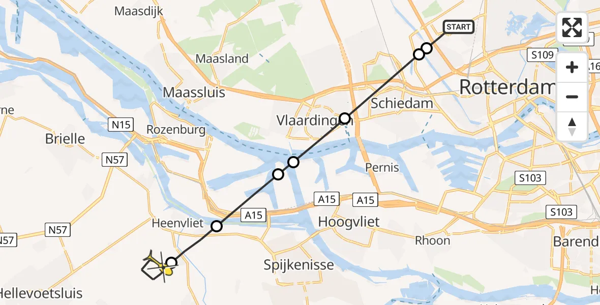 Routekaart van de vlucht: Lifeliner 2 naar Abbenbroek