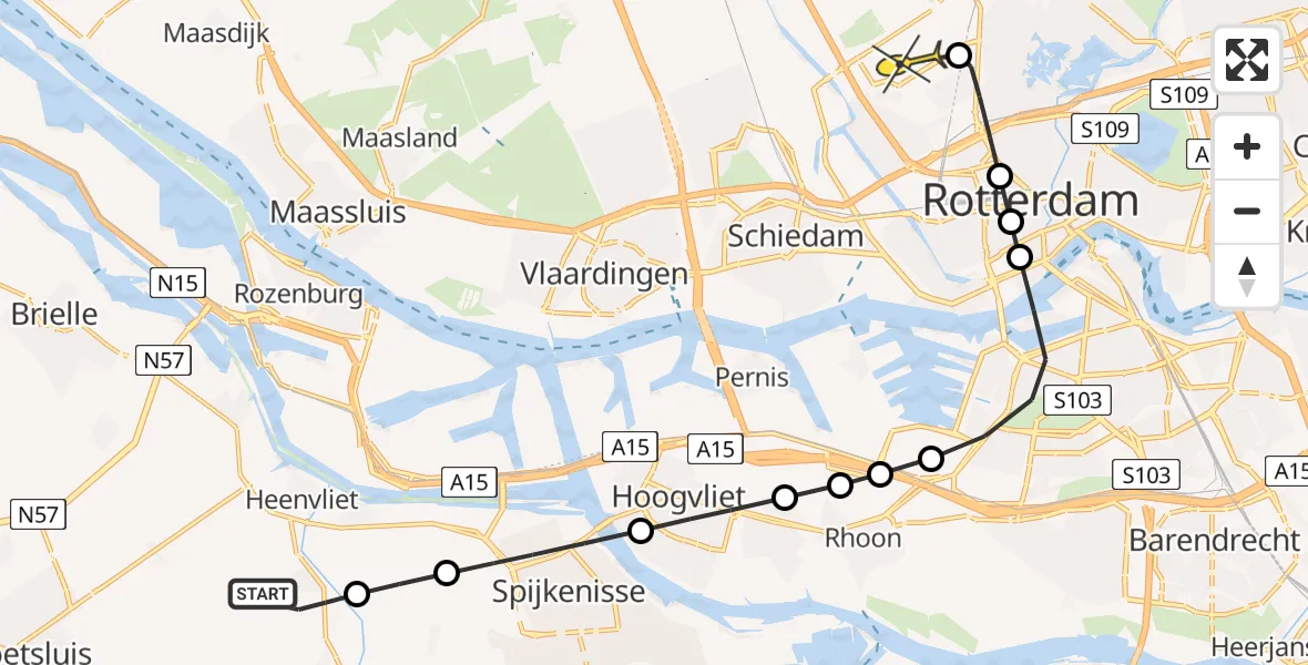 Routekaart van de vlucht: Lifeliner 2 naar Rotterdam The Hague Airport