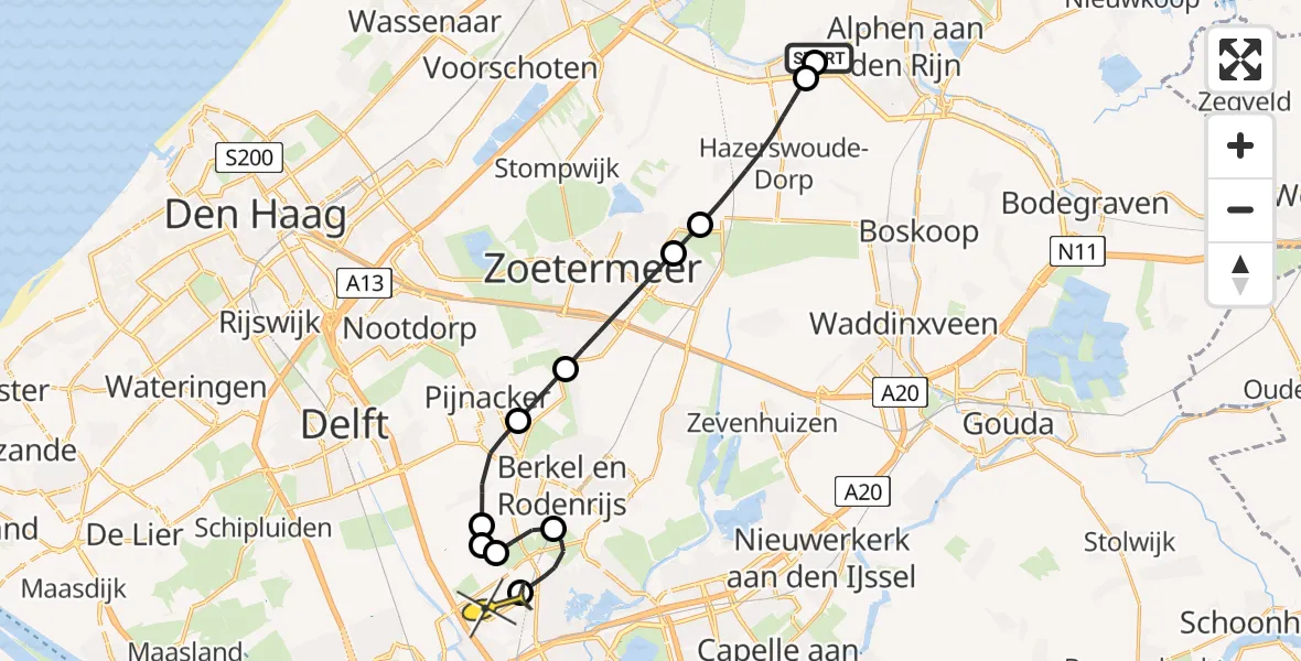 Routekaart van de vlucht: Lifeliner 2 naar Rotterdam The Hague Airport