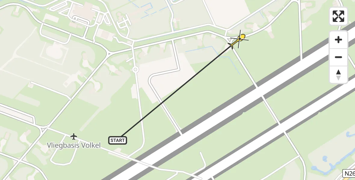 Routekaart van de vlucht: Traumahelikopter naar Volkel