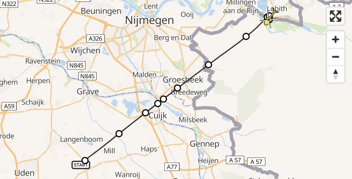 Routekaart van de vlucht: Lifeliner 3 naar Tolkamer