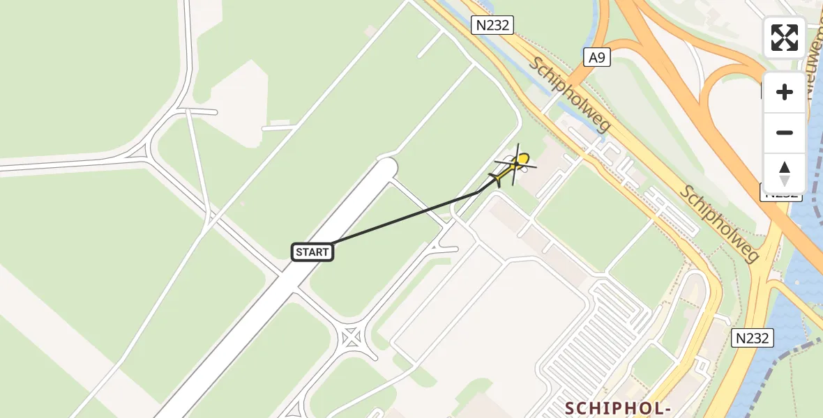 Vluchtroute Politiehelikopter van Schiphol naar Schiphol
