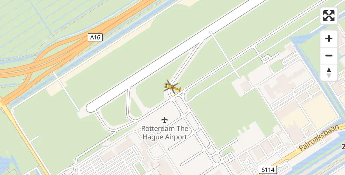 Vluchtroute Traumahelikopter Rotterdam The Hague Airport - Rotterdam The Hague Airport, 03 december 2023, 13:56