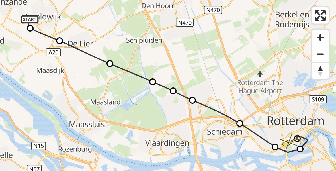 Routekaart van de vlucht: Lifeliner 2 naar Erasmus MC