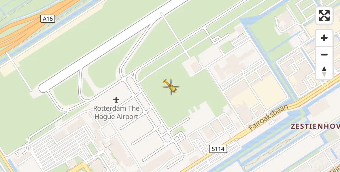 Vluchtroute Traumahelikopter Rotterdam The Hague Airport - Rotterdam The Hague Airport, 03 december 2023, 15:04
