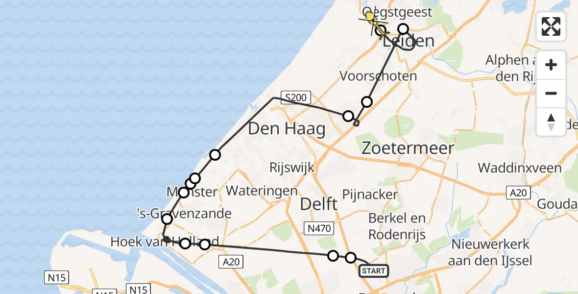 Routekaart van de vlucht: Politieheli naar Valkenburg