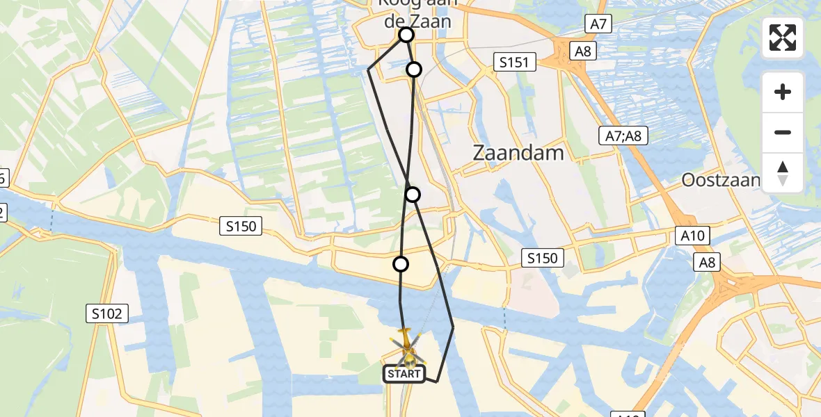 Vluchtroute Traumahelikopter Amsterdam Heliport - Amsterdam Heliport, 04 december 2023, 08:19