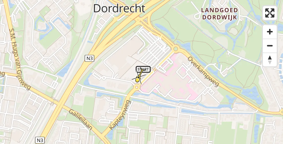 Routekaart van de vlucht: Lifeliner 2 naar Dordrecht