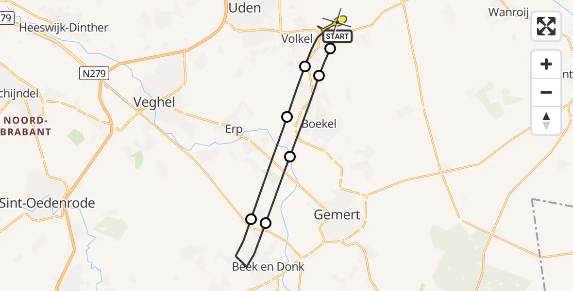 Routekaart van de vlucht: Lifeliner 3 naar Vliegbasis Volkel