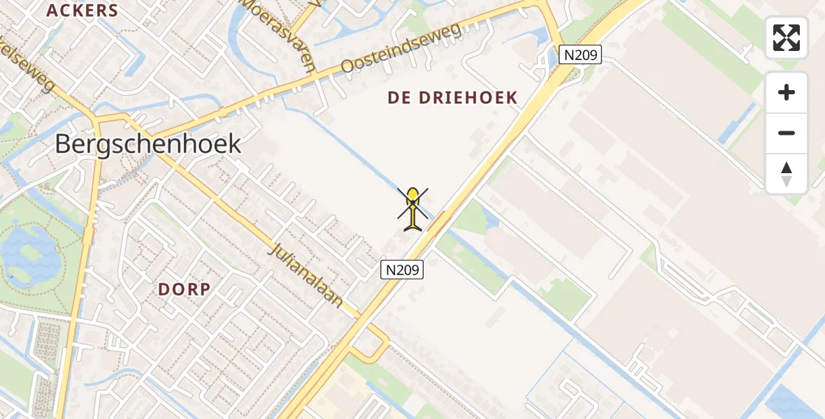 Routekaart van de vlucht: Traumahelikopter naar Bergschenhoek