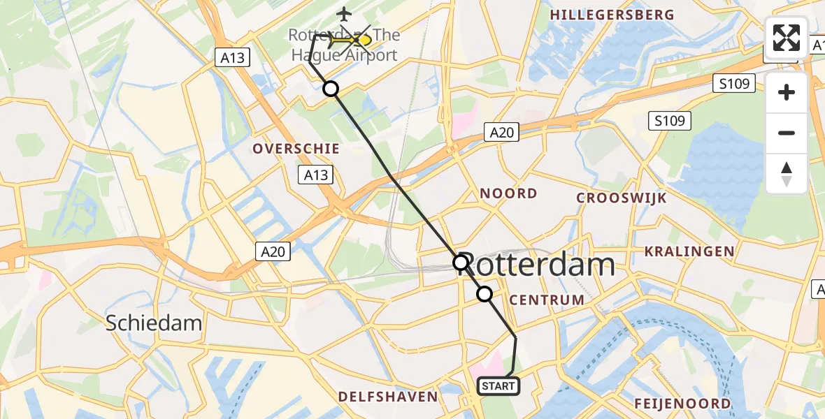 Routekaart van de vlucht: Lifeliner 2 naar Rotterdam The Hague Airport