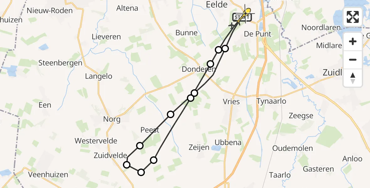 Routekaart van de vlucht: Lifeliner 4 naar Groningen Airport Eelde