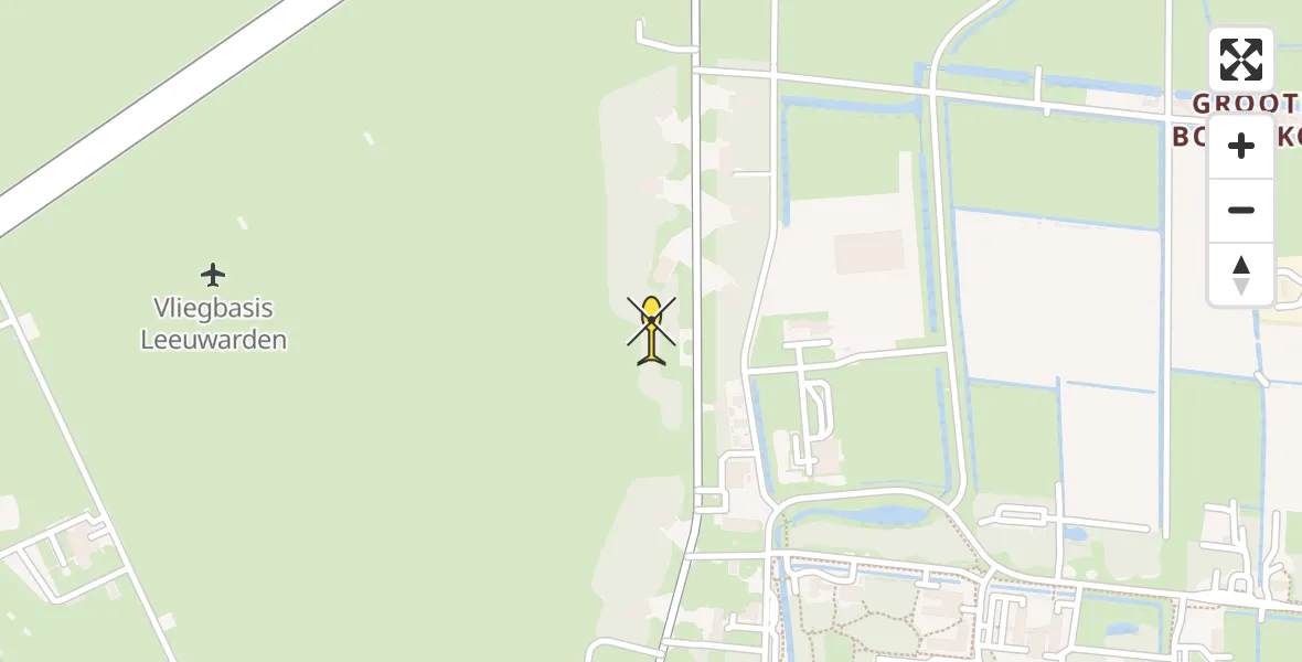 Vluchtroute Ambulancehelikopter van Vliegbasis Leeuwarden naar Vliegbasis Leeuwarden
