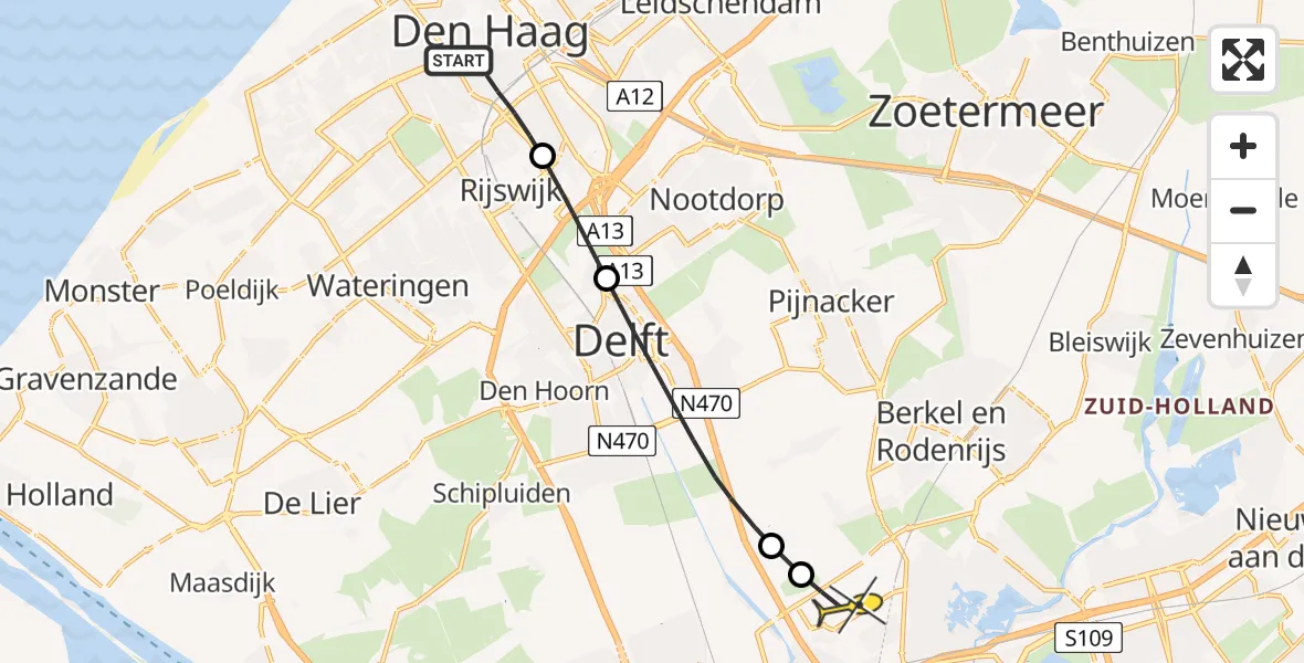 Routekaart van de vlucht: Lifeliner 2 naar Rotterdam The Hague Airport