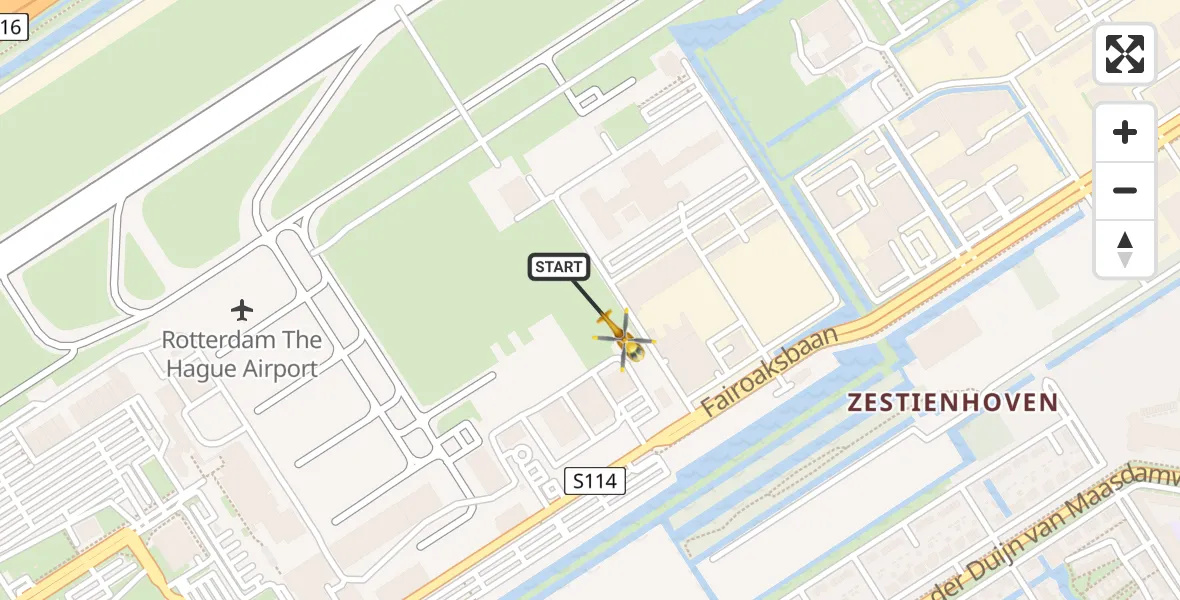 Vluchtroute Traumahelikopter Rotterdam The Hague Airport - Rotterdam The Hague Airport, 04 december 2023, 12:40
