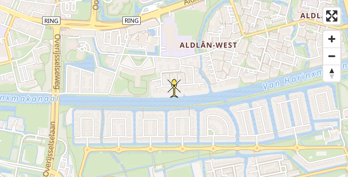 Vluchtroute Ambulancehelikopter van Leeuwarden naar Leeuwarden