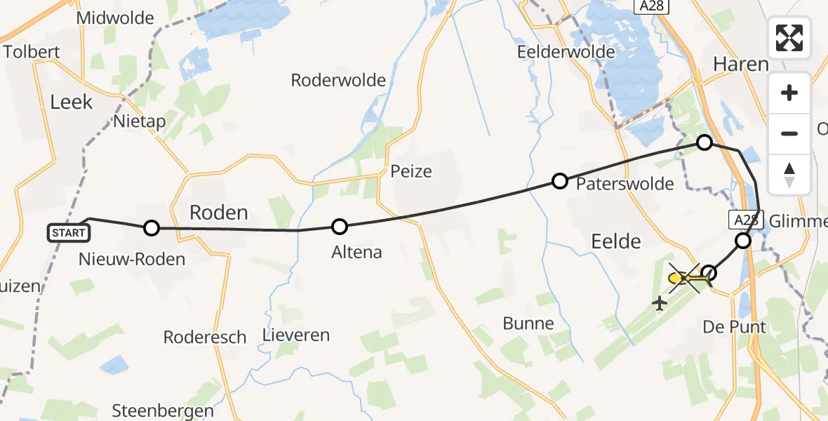 Routekaart van de vlucht: Lifeliner 4 naar Groningen Airport Eelde