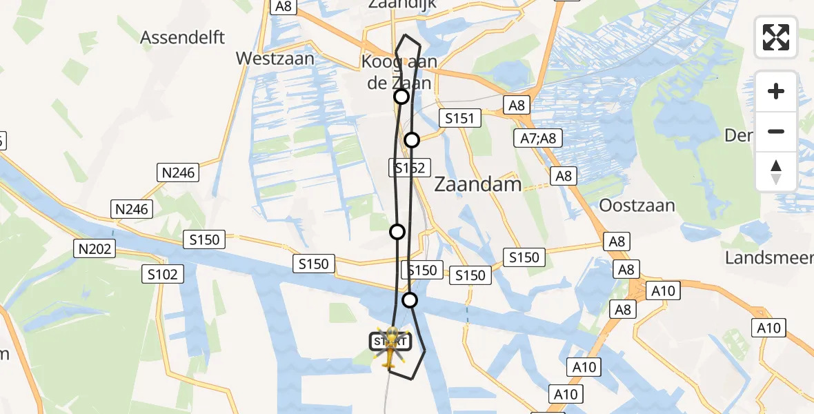 Vluchtroute Traumahelikopter Amsterdam Heliport - Amsterdam Heliport, 05 december 2023, 10:32