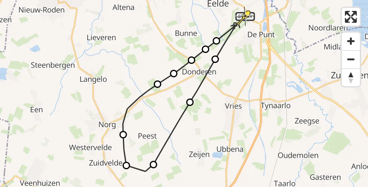Routekaart van de vlucht: Lifeliner 4 naar Groningen Airport Eelde