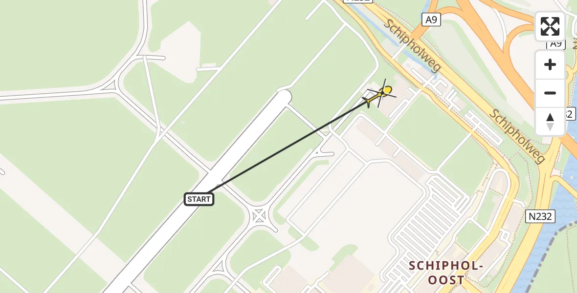 Vluchtroute Politiehelikopter van Schiphol naar Schiphol