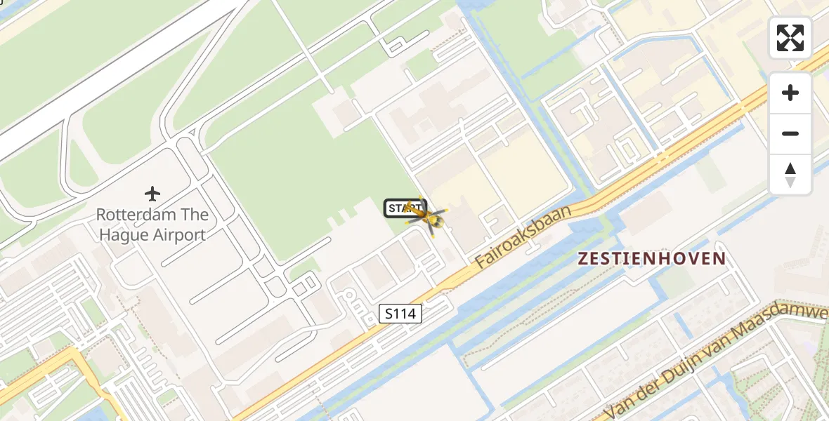 Vluchtroute Traumahelikopter Rotterdam The Hague Airport - Rotterdam The Hague Airport, 06 december 2023, 07:41