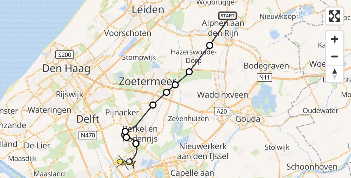 Routekaart van de vlucht: Lifeliner 2 naar Rotterdam The Hague Airport