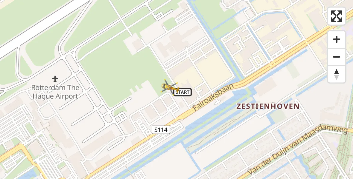 Vluchtroute Traumahelikopter Rotterdam The Hague Airport - Rotterdam The Hague Airport, 06 december 2023, 09:06