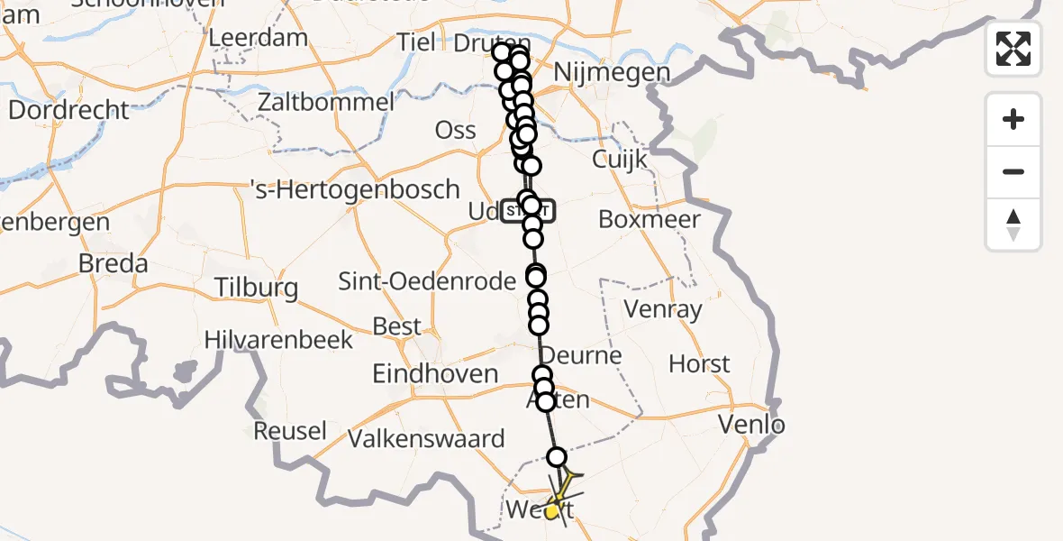 Routekaart van de vlucht: Lifeliner 3 naar Nederweert