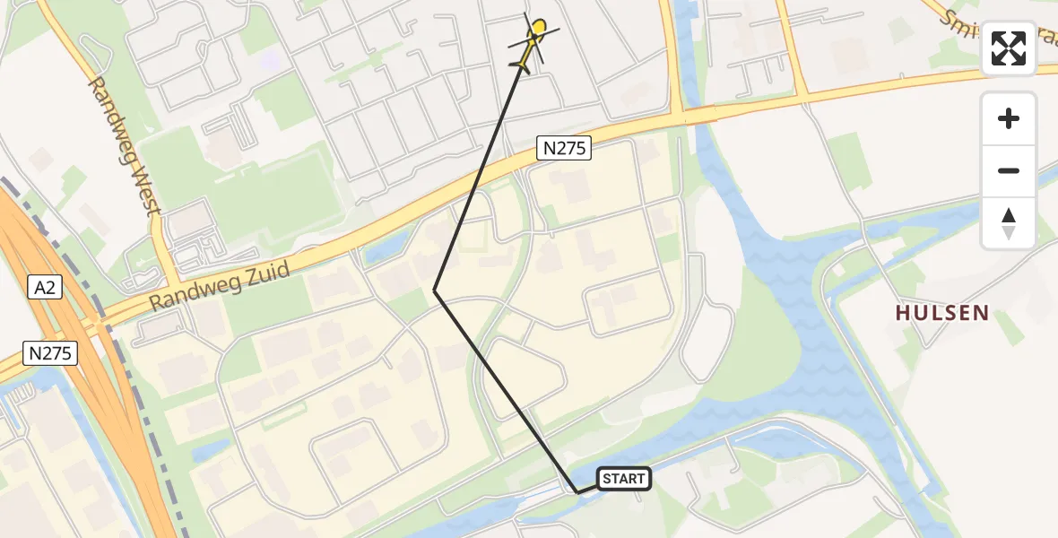 Routekaart van de vlucht: Traumahelikopter naar Nederweert