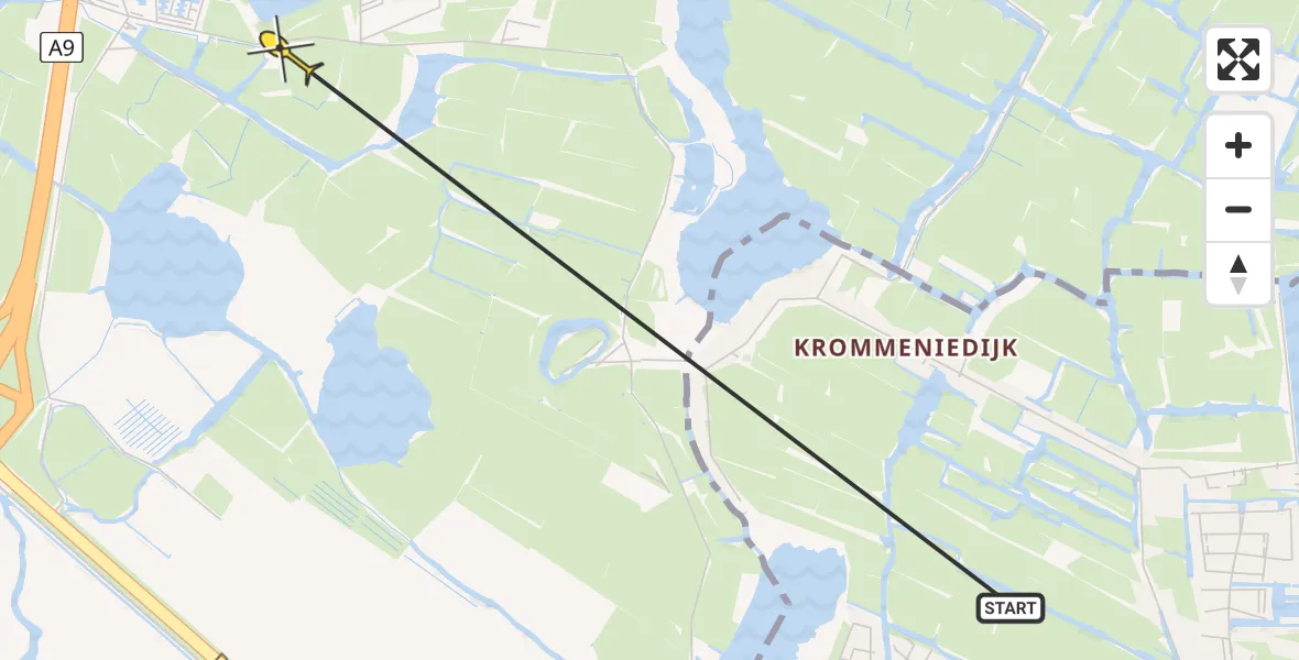 Routekaart van de vlucht: Politiehelikopter naar Uitgeest
