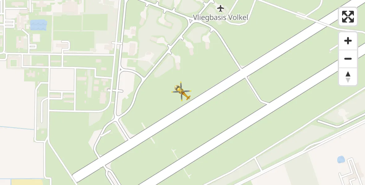 Vluchtroute Traumahelikopter van Vliegbasis Volkel naar Vliegbasis Volkel