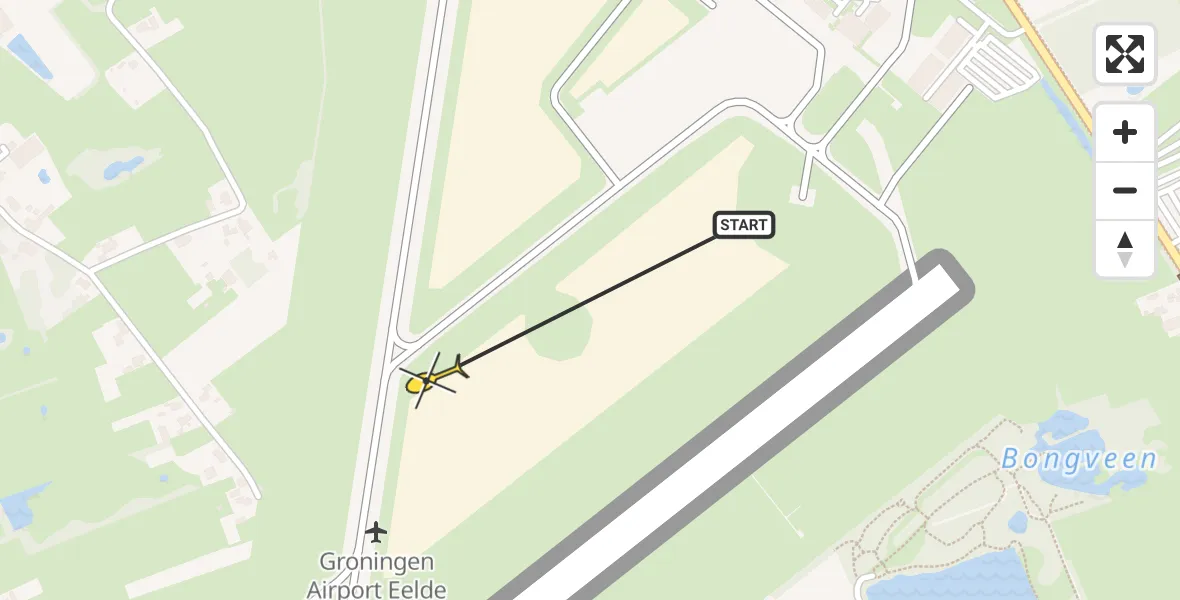Routekaart van de vlucht: Traumahelikopter naar Groningen Airport Eelde