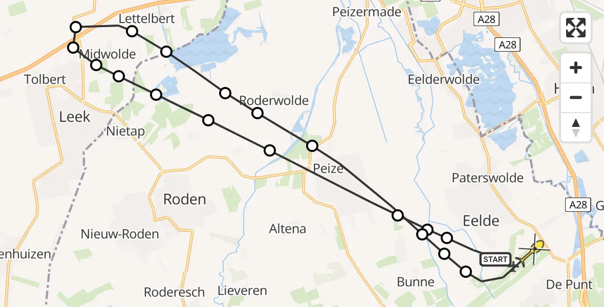 Routekaart van de vlucht: Lifeliner 4 naar Groningen Airport Eelde