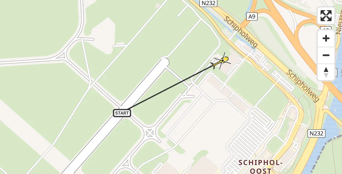 Vluchtroute Politiehelikopter van Schiphol naar Schiphol