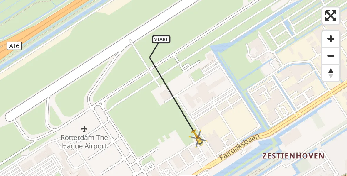 Vluchtroute Traumahelikopter Rotterdam The Hague Airport - Rotterdam The Hague Airport, 06 december 2023, 16:43