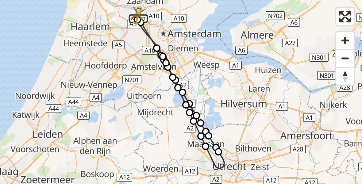 Vluchtroute Traumahelikopter Amsterdam Heliport - Amsterdam Heliport, 06 december 2023, 18:06