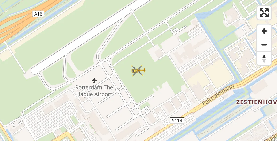 Vluchtroute Traumahelikopter Rotterdam The Hague Airport - Rotterdam The Hague Airport, 06 december 2023, 19:46