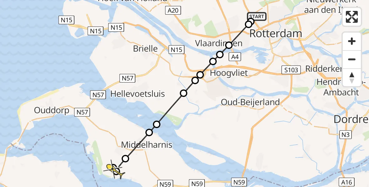 Routekaart van de vlucht: Lifeliner 2 naar Herkingen