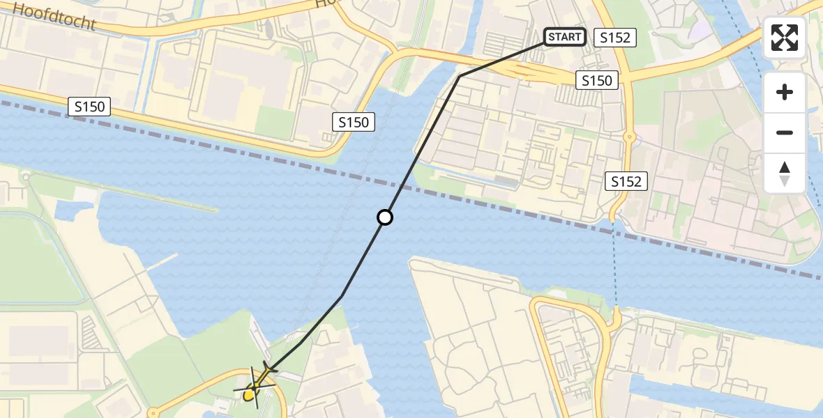 Routekaart van de vlucht: Lifeliner 1 naar Amsterdam Heliport