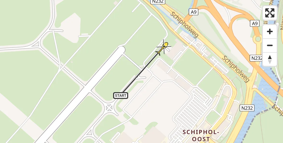 Vluchtroute Politiehelikopter van Schiphol naar Schiphol