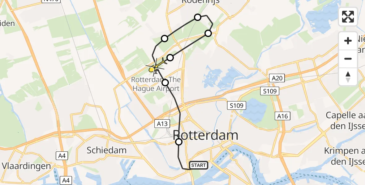 Routekaart van de vlucht: Lifeliner 2 naar Rotterdam The Hague Airport